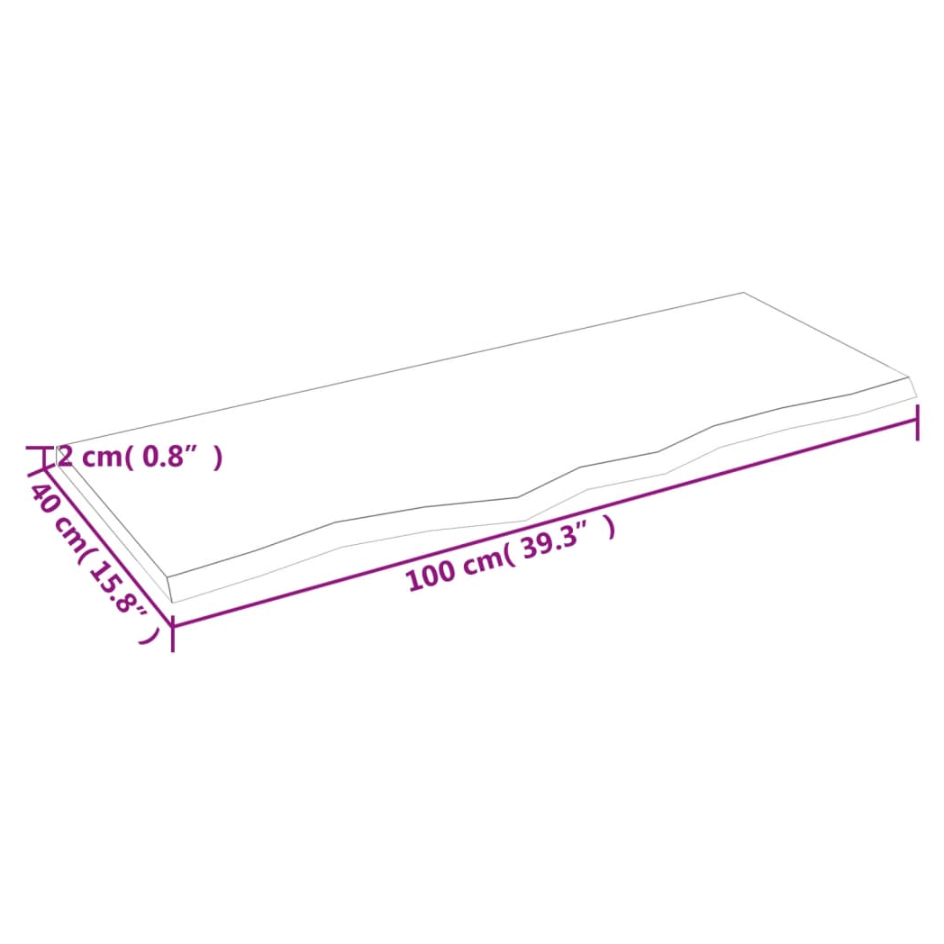 vidaXL Table Top Dark Grey 100x40x2 cm Treated Solid Wood Oak