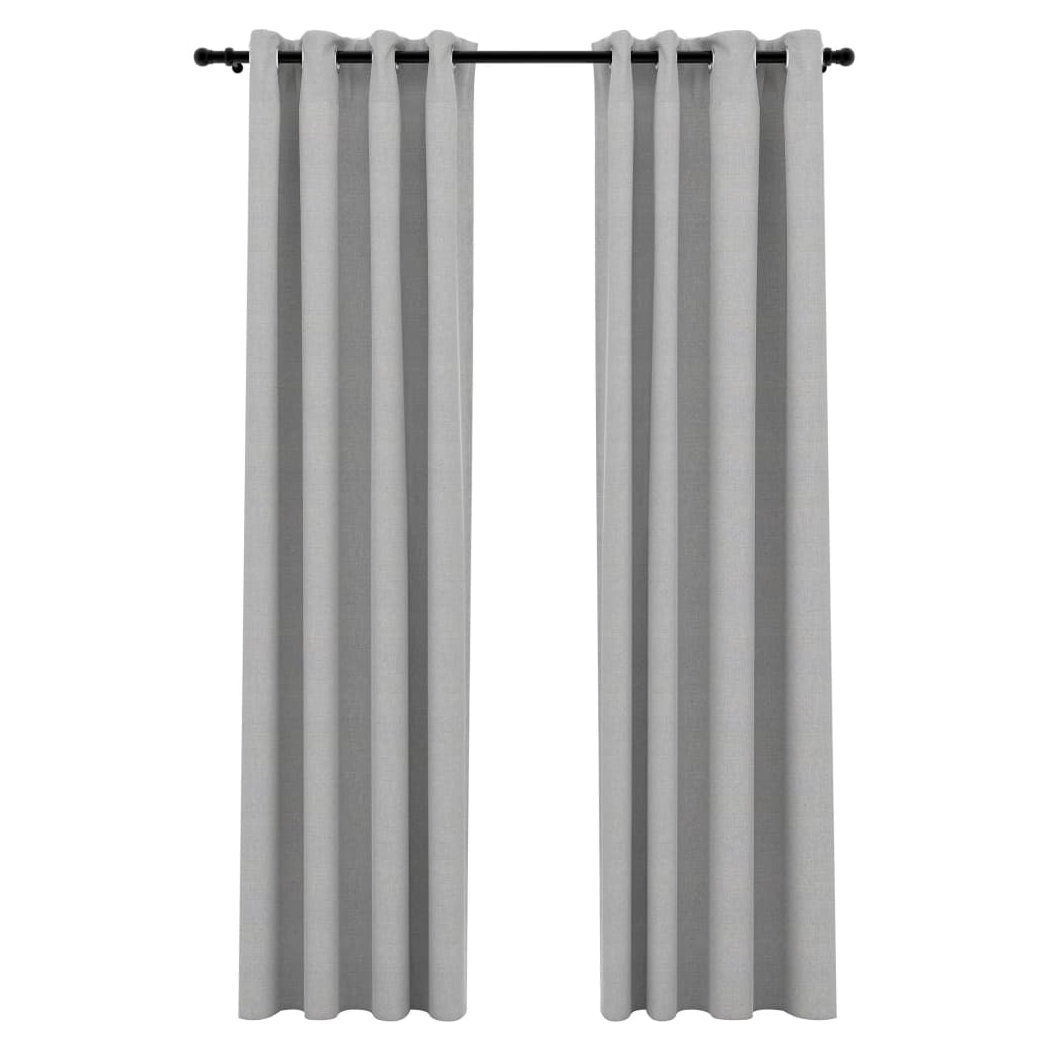 vidaXL Linen-Look Blackout Curtains with Grommets 2pcs Grey 140x225cm