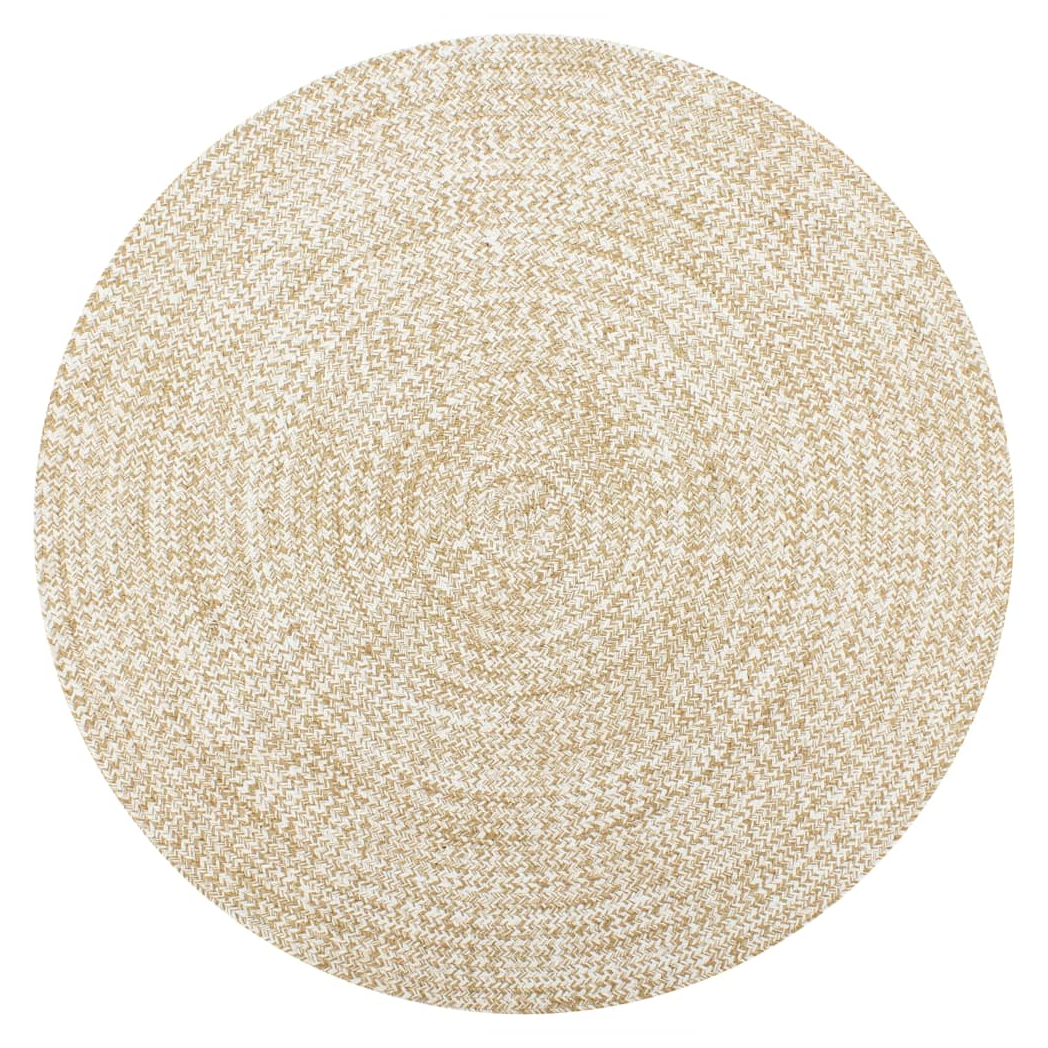 vidaXL Handmade Rug Jute White and Natural 90 cm