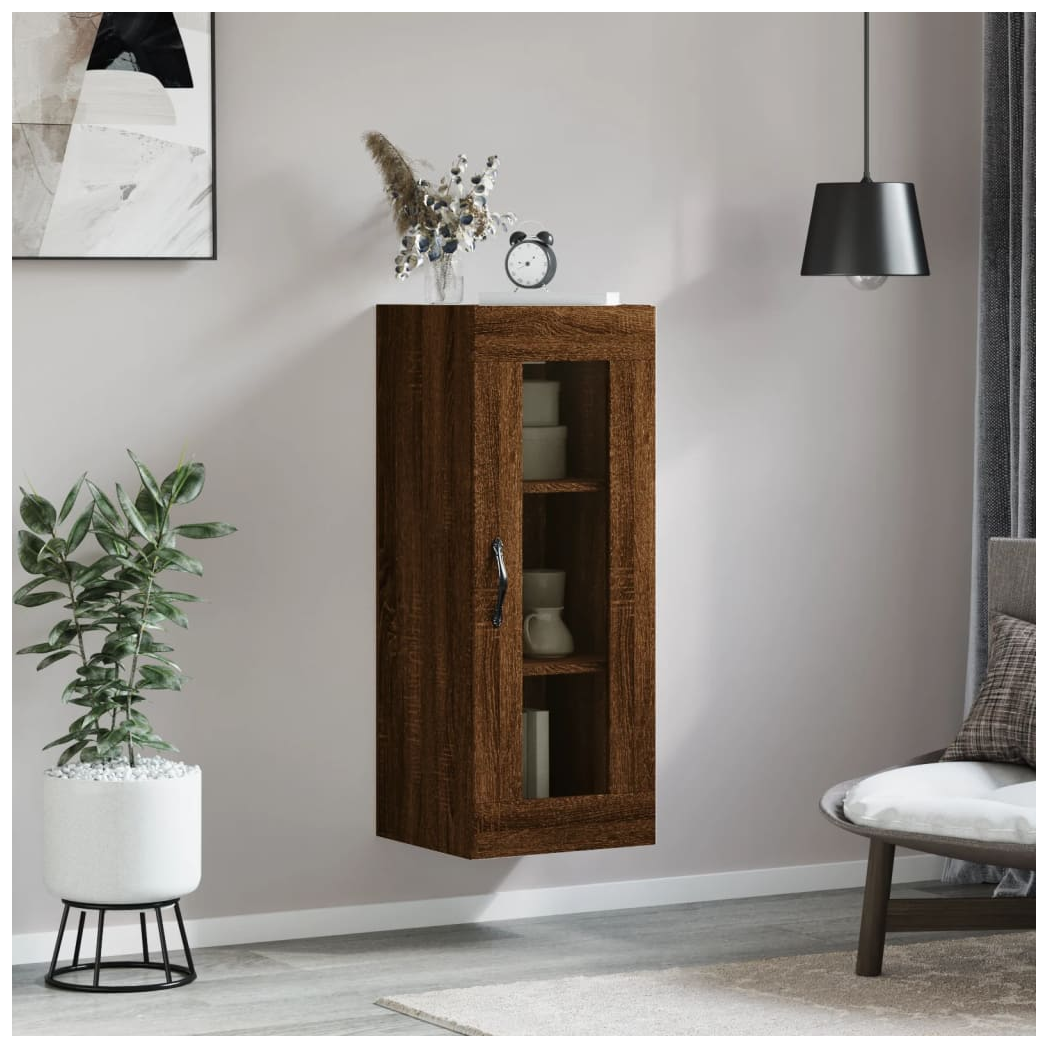 vidaXL Wall Mounted Cabinet Brown Oak 34.5x34x90 cm