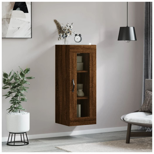 vidaXL Wall Mounted Cabinet Brown Oak 34.5x34x90 cm