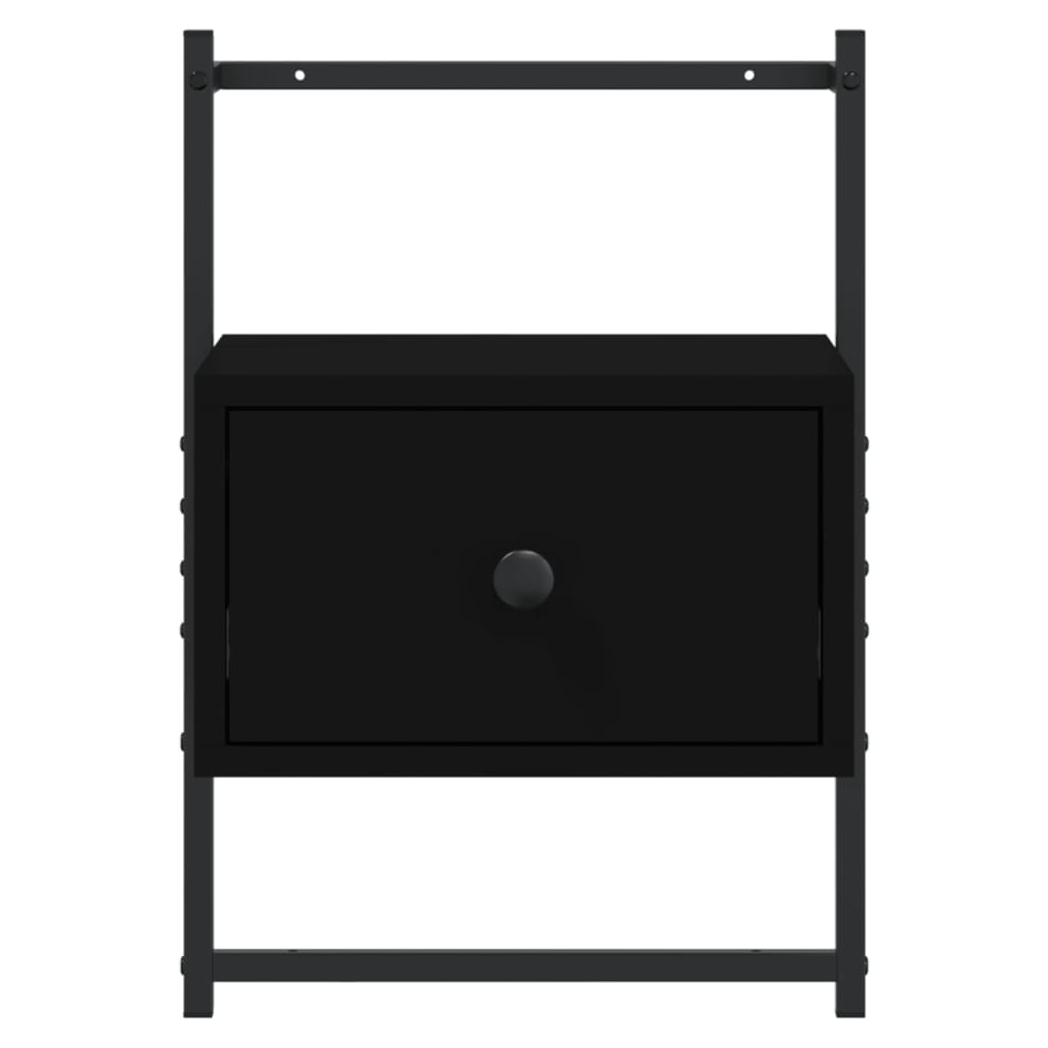 vidaXL Bedside Cabinet Wall-mounted Black 35x30x51 cm Engineered Wood