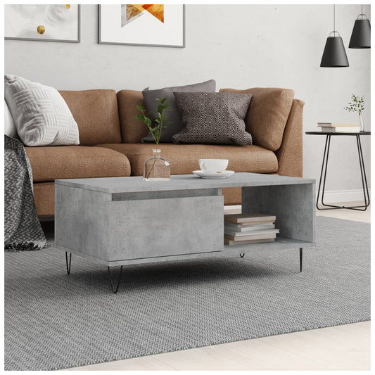 vidaXL Coffee Table Concrete Grey 90x50x36.5 cm Engineered Wood