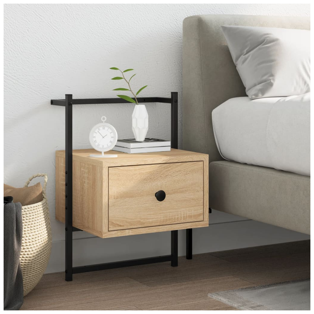 vidaXL Bedside Cabinet Wall-mounted Sonoma Oak 35x30x51 cm Engineered Wood