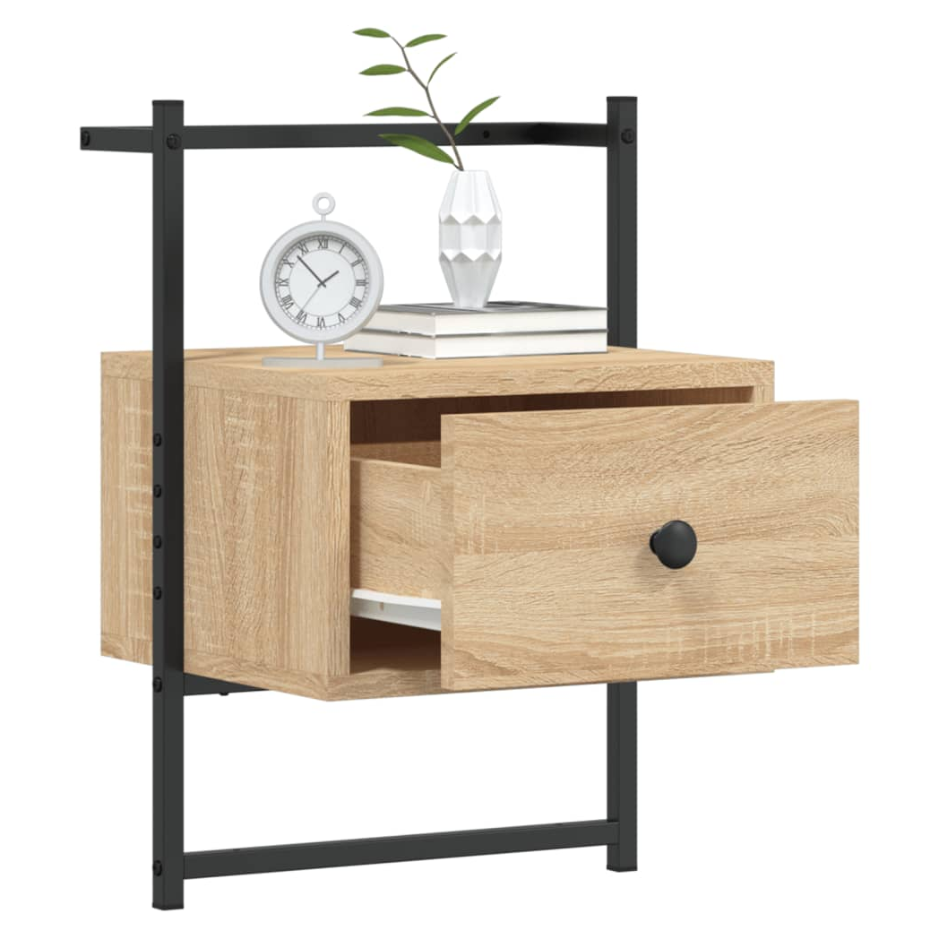 vidaXL Bedside Cabinet Wall-mounted Sonoma Oak 35x30x51 cm Engineered Wood