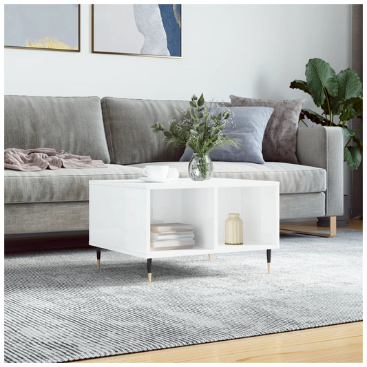 vidaXL Coffee Table High Gloss White 60x50x36.5 cm Engineered Wood