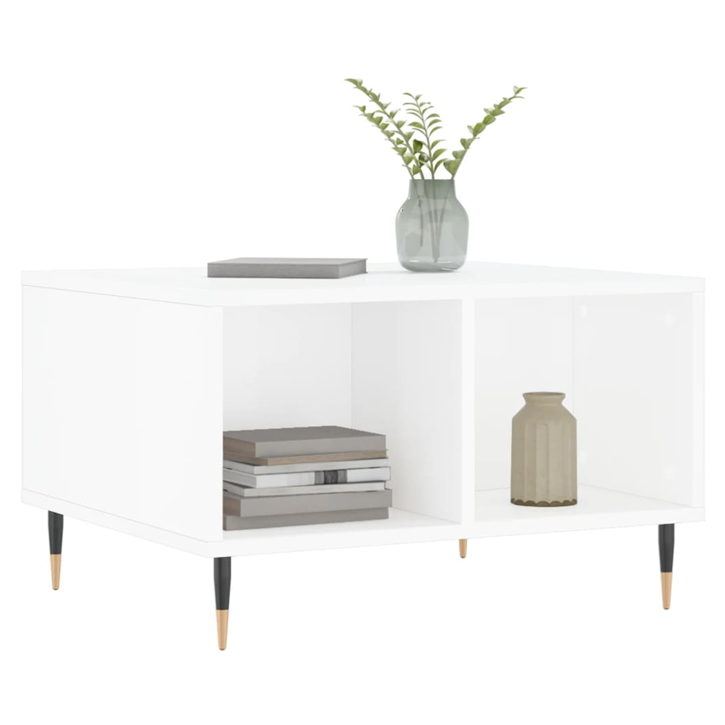 vidaXL Coffee Table High Gloss White 60x50x36.5 cm Engineered Wood