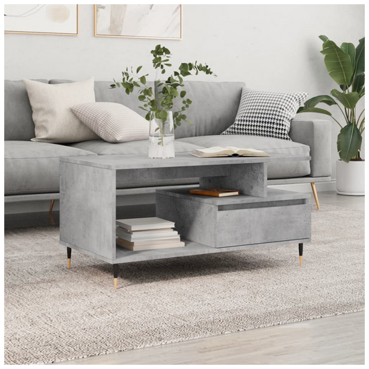 vidaXL Coffee Table Concrete Grey 90x49x45 cm Engineered Wood