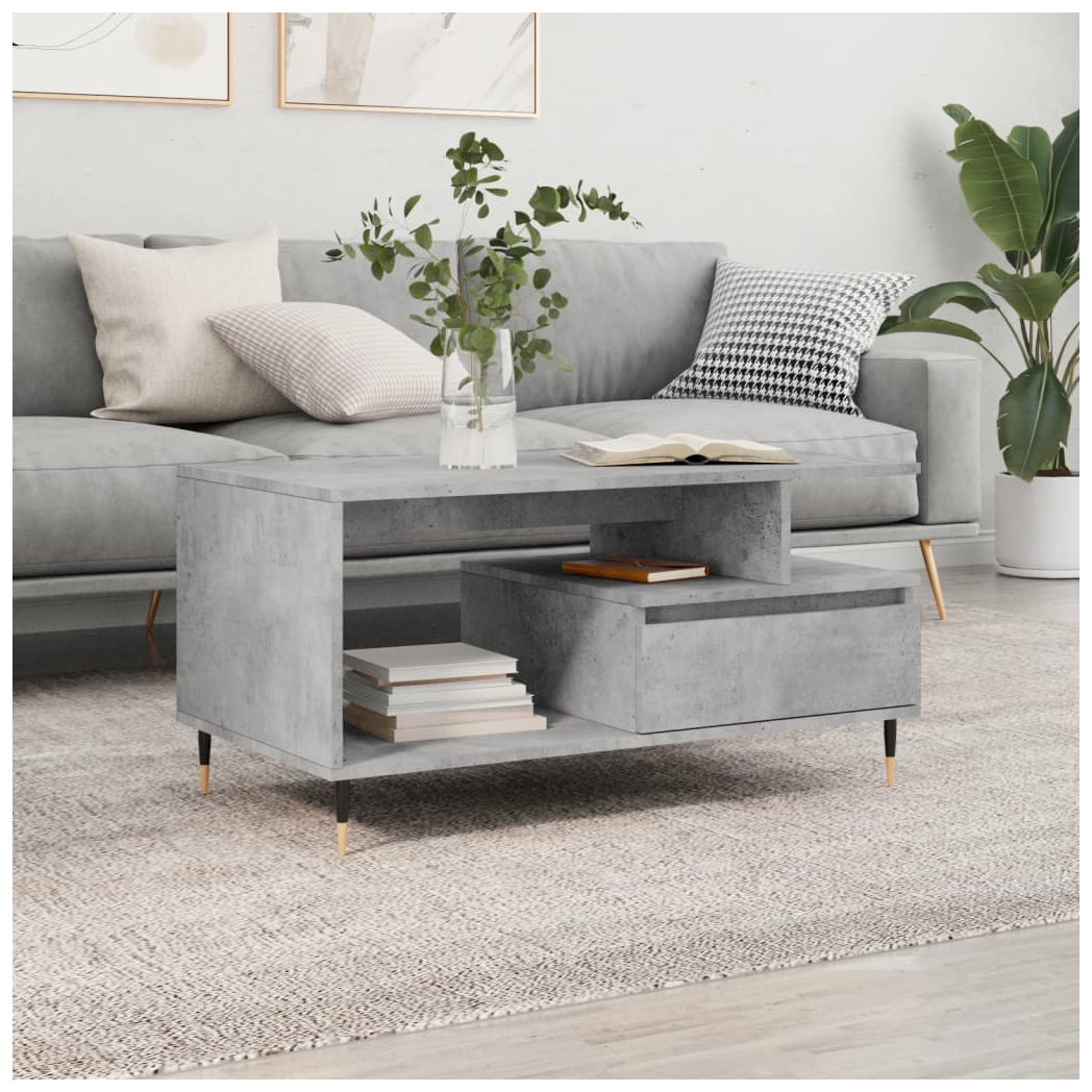 vidaXL Coffee Table Concrete Grey 90x49x45 cm Engineered Wood