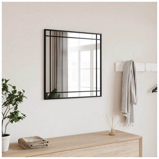 vidaXL Wall Mirror Black 50x50 cm Square Iron