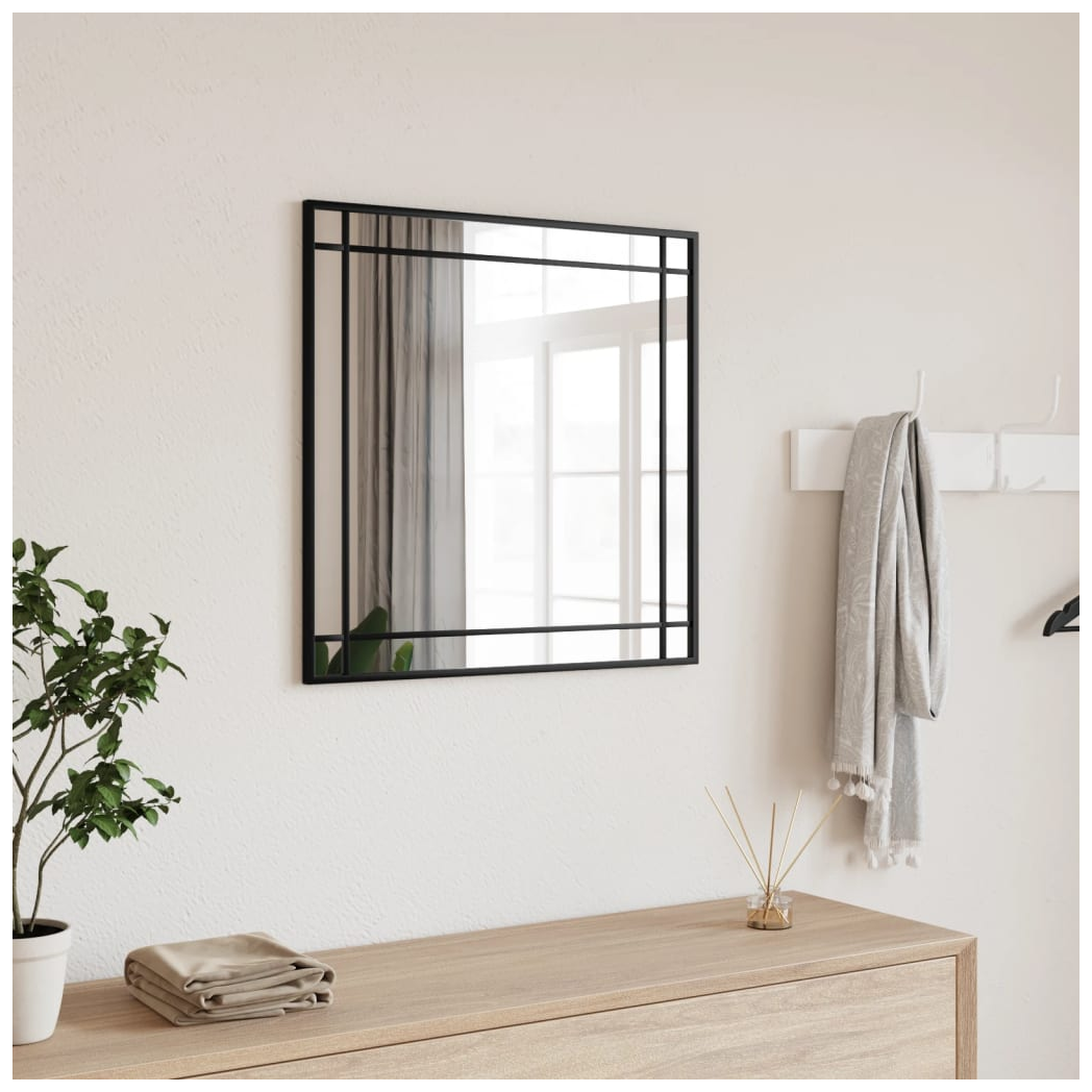 vidaXL Wall Mirror Black 50x50 cm Square Iron