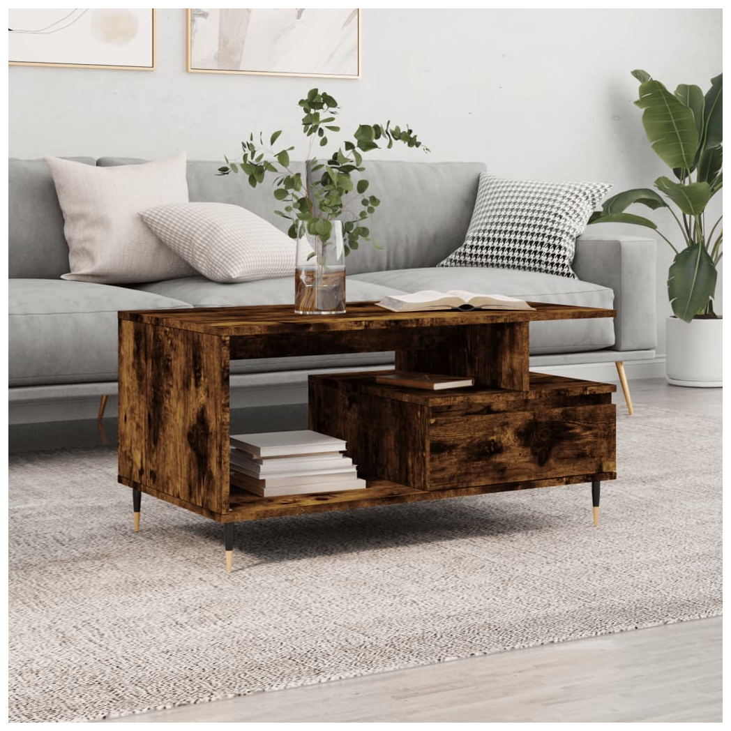 vidaXL Coffee Table Smoked Oak 90x49x45 cm Engineered Wood