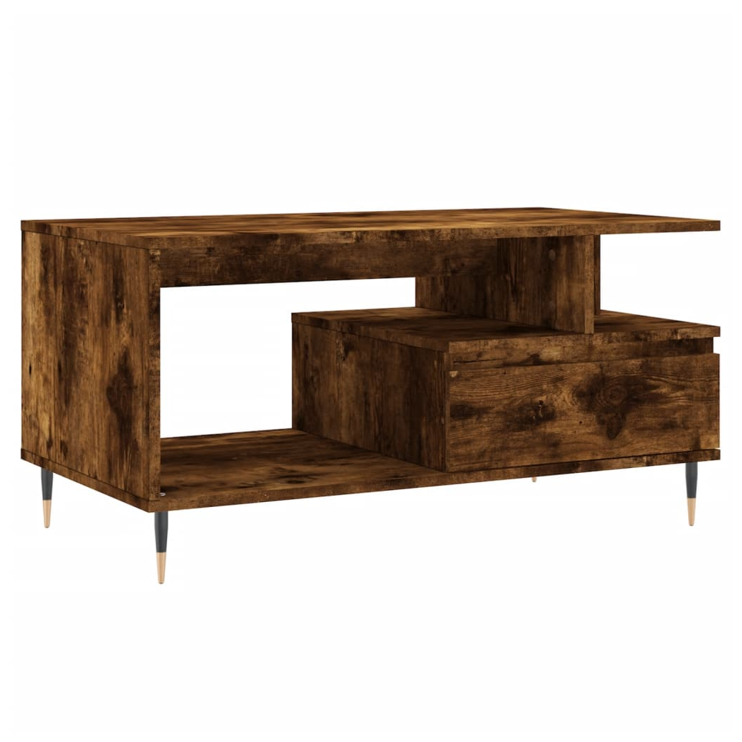 vidaXL Coffee Table Smoked Oak 90x49x45 cm Engineered Wood