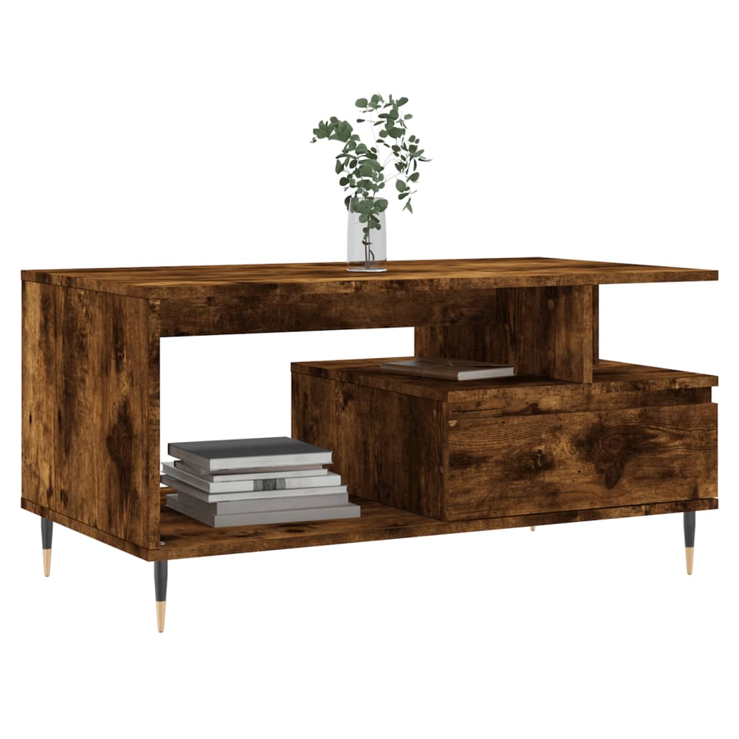 vidaXL Coffee Table Smoked Oak 90x49x45 cm Engineered Wood