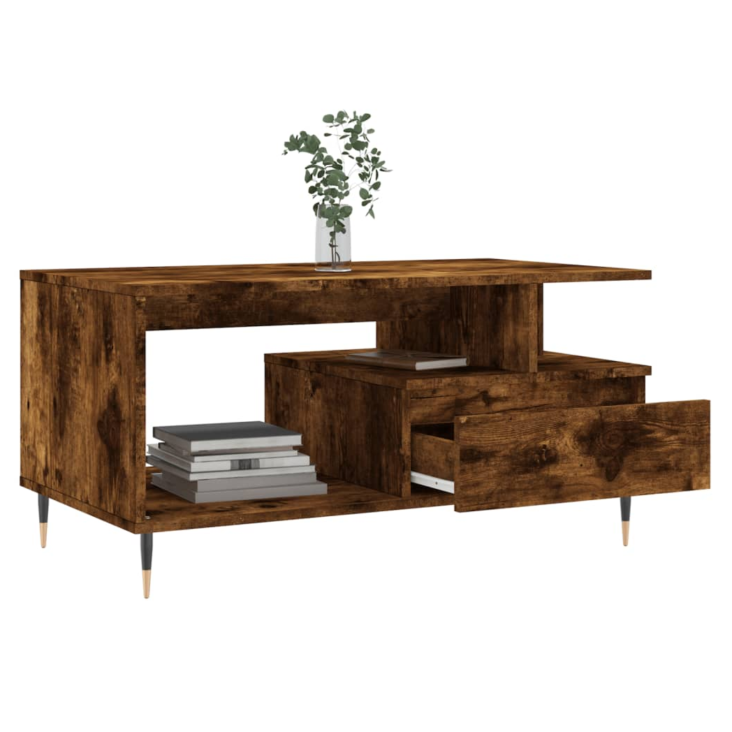 vidaXL Coffee Table Smoked Oak 90x49x45 cm Engineered Wood