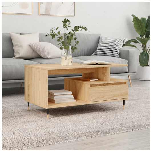 vidaXL Coffee Table Sonoma Oak 90x49x45 cm Engineered Wood