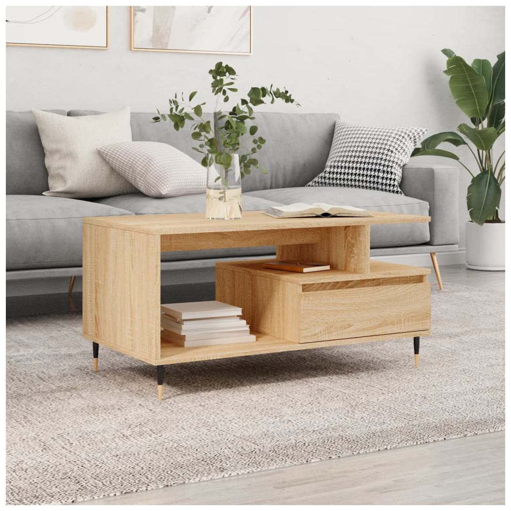 vidaXL Coffee Table Sonoma Oak 90x49x45 cm Engineered Wood