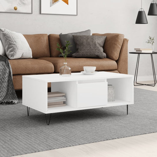 vidaXL Coffee Table White 90x50x36.5 cm Engineered Wood