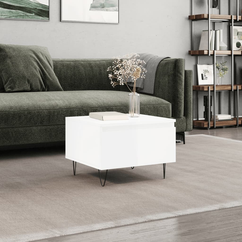 vidaXL Coffee Table High Gloss White 50x46x35 cm Engineered Wood