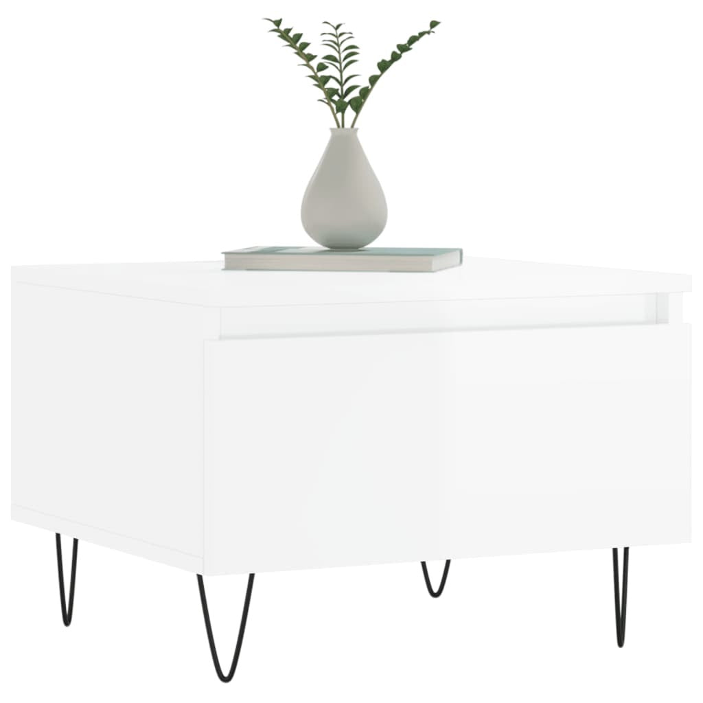 vidaXL Coffee Table High Gloss White 50x46x35 cm Engineered Wood