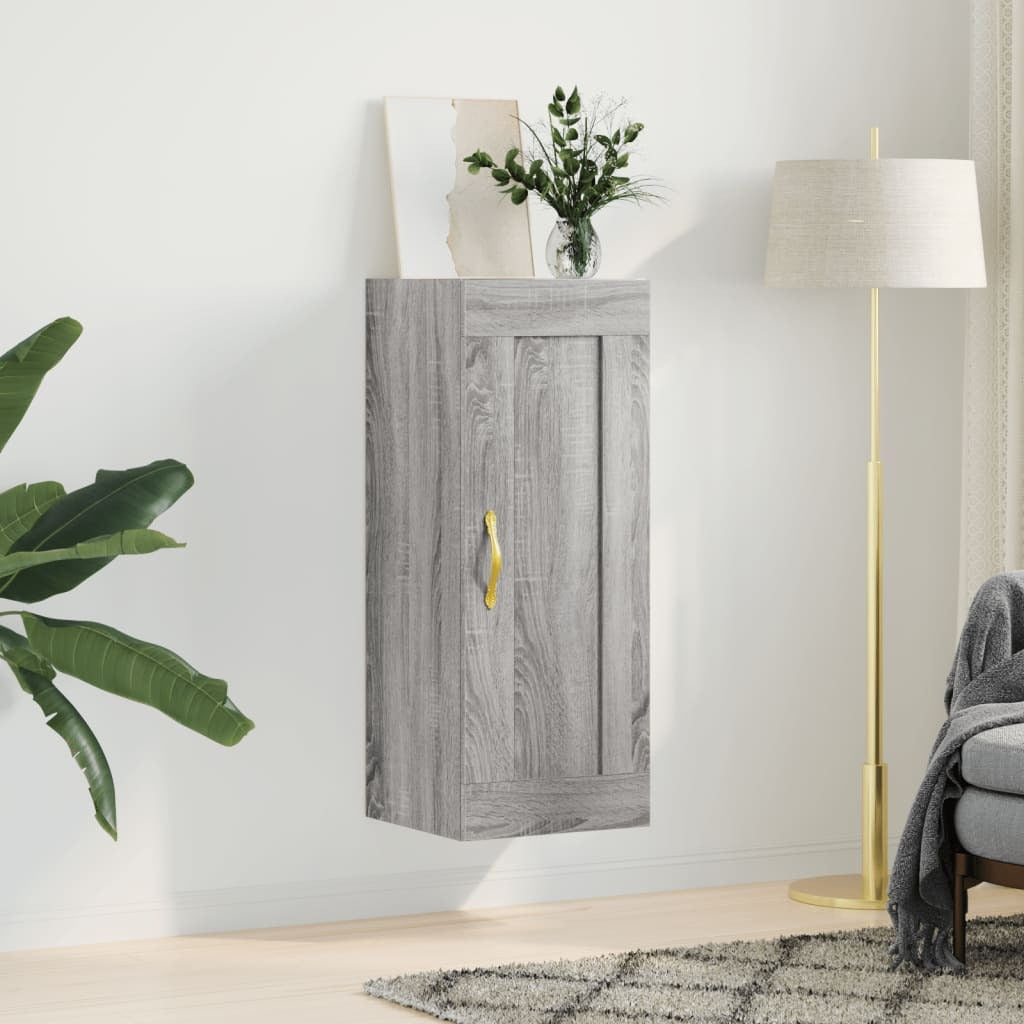 vidaXL Wall Mounted Cabinet Grey Sonoma 34.5x34x90 cm Engineered Wood