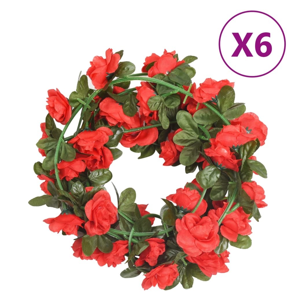 vidaXL Artificial Flower Garlands 6 pcs Red 240 cm