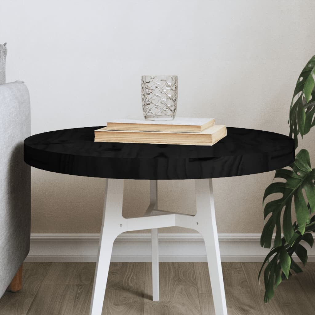 vidaXL Table Top Round Black 50x3 cm Solid Wood Pine