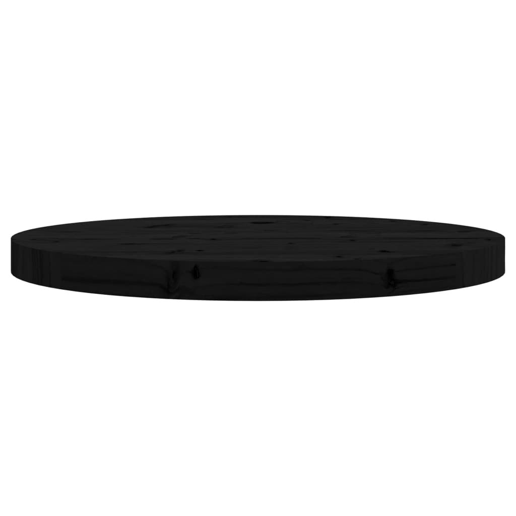 vidaXL Table Top Round Black 50x3 cm Solid Wood Pine