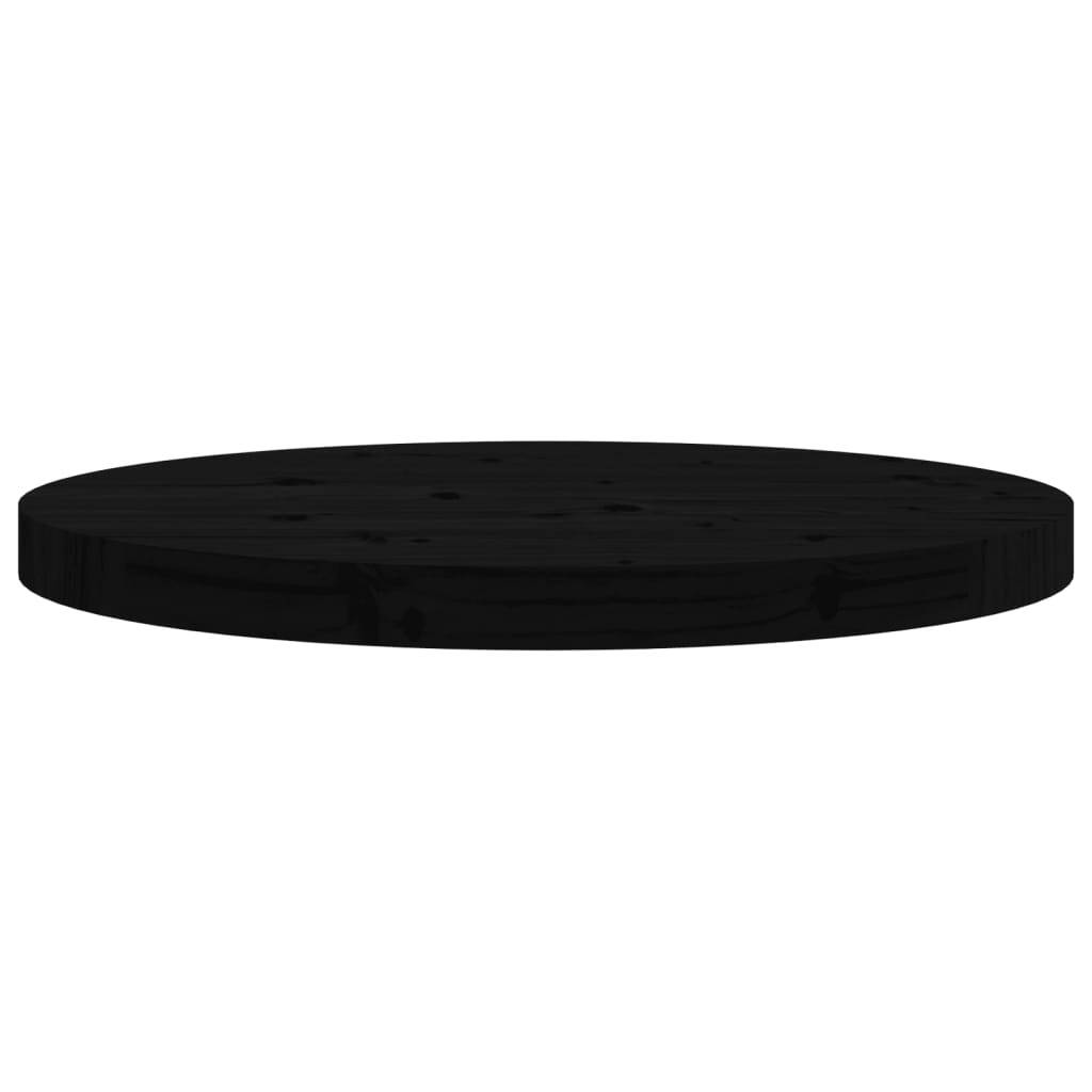 vidaXL Table Top Round Black 50x3 cm Solid Wood Pine