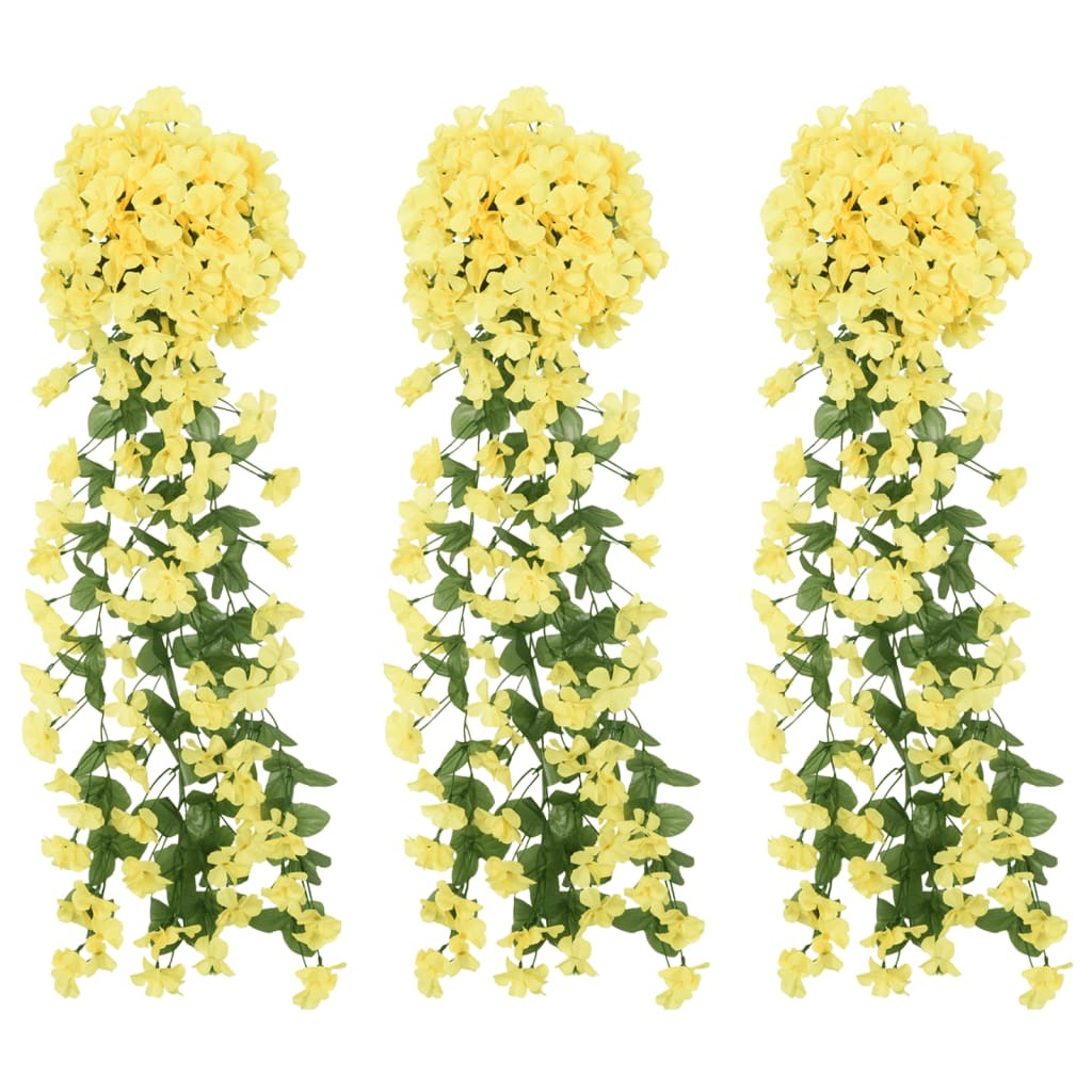 vidaXL Artificial Flower Garlands 3 pcs Yellow 85 cm