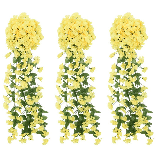 vidaXL Artificial Flower Garlands 3 pcs Yellow 85 cm