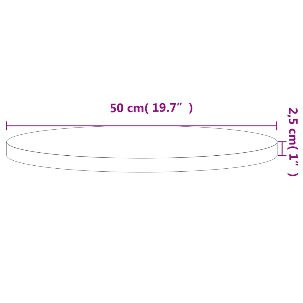 vidaXL Table Top 50x2.5 cm Round Solid Wood Beech