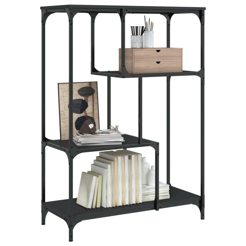 vidaXL Bookshelf Black 81x36x115 cm Engineered Wood and Steel