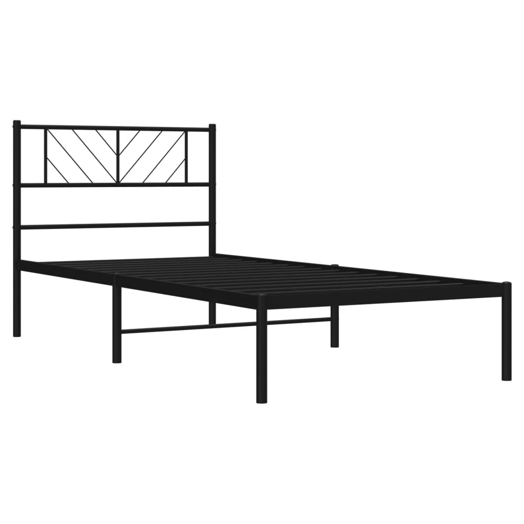 vidaXL Metal Bed Frame with Headboard Black 75x190 cm