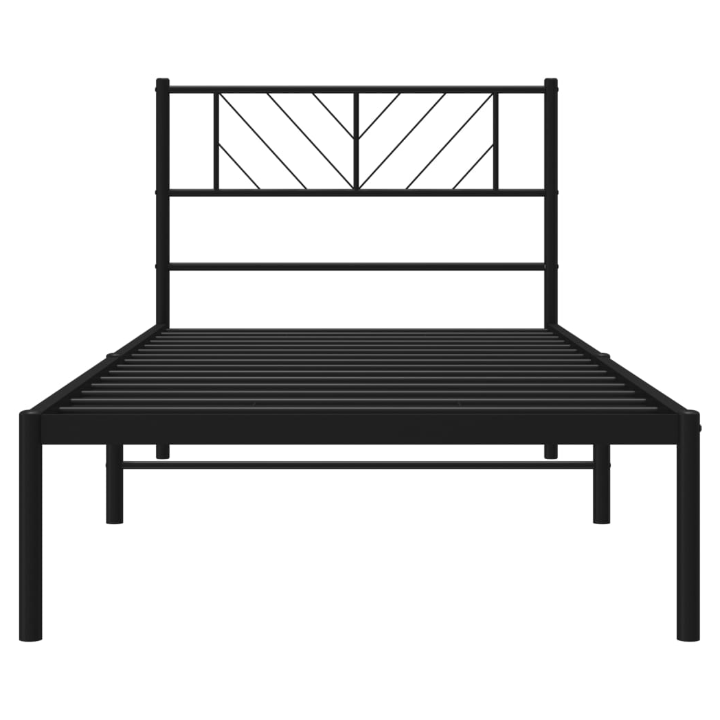 vidaXL Metal Bed Frame with Headboard Black 75x190 cm