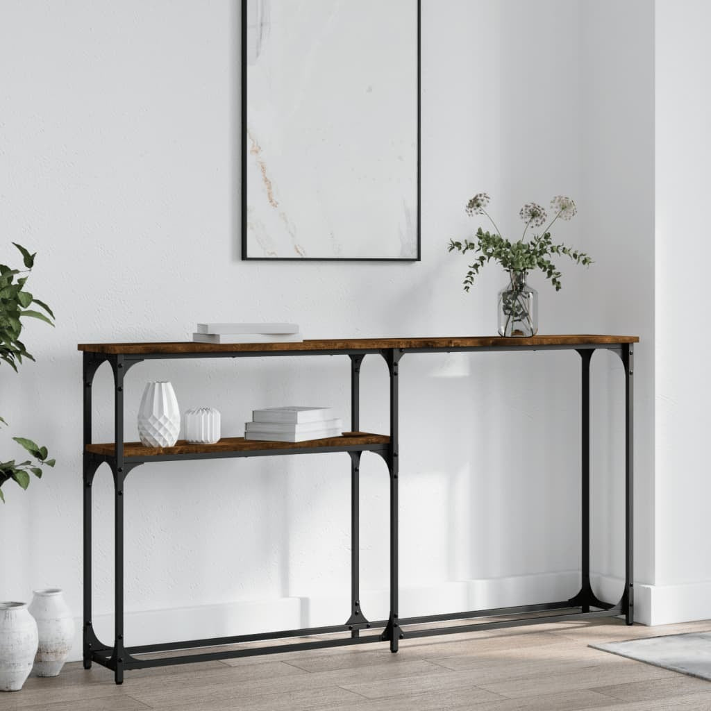 vidaXL Console Table Smoked Oak 145x22.5x75 cm Engineered Wood