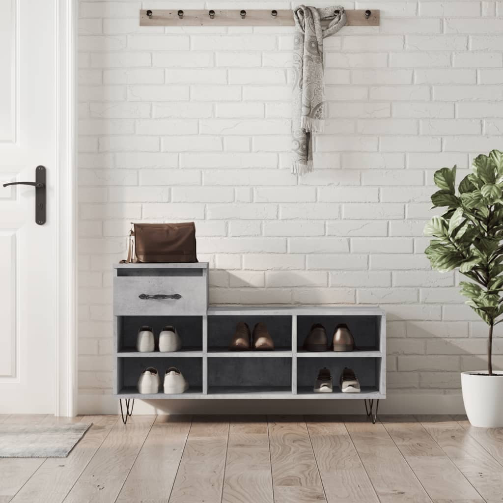 vidaXL Shoe Cabinet Concrete Grey 102x36x60 cm Engineered Wood