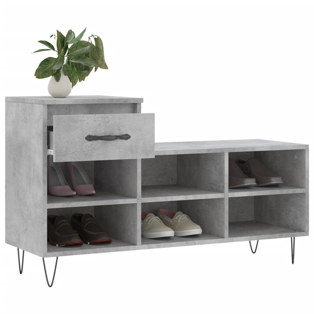 vidaXL Shoe Cabinet Concrete Grey 102x36x60 cm Engineered Wood