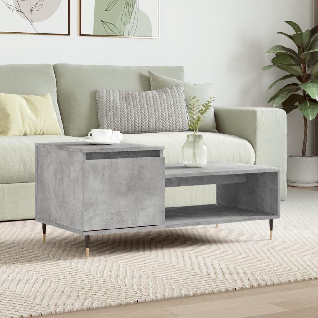 vidaXL Coffee Table Concrete Grey 100x50x45 cm Engineered Wood