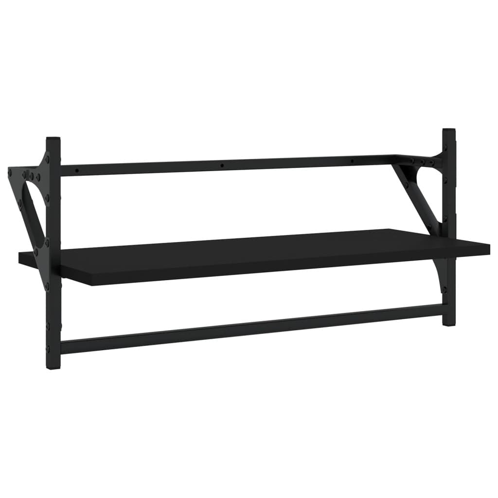 vidaXL Wall Shelves with Bars 2 pcs Black 65x25x30 cm