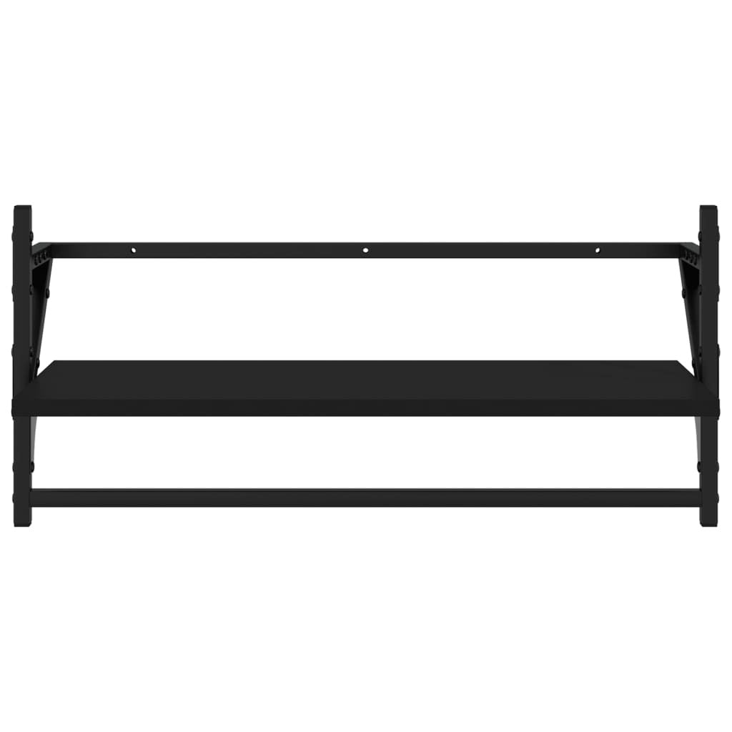 vidaXL Wall Shelves with Bars 2 pcs Black 65x25x30 cm