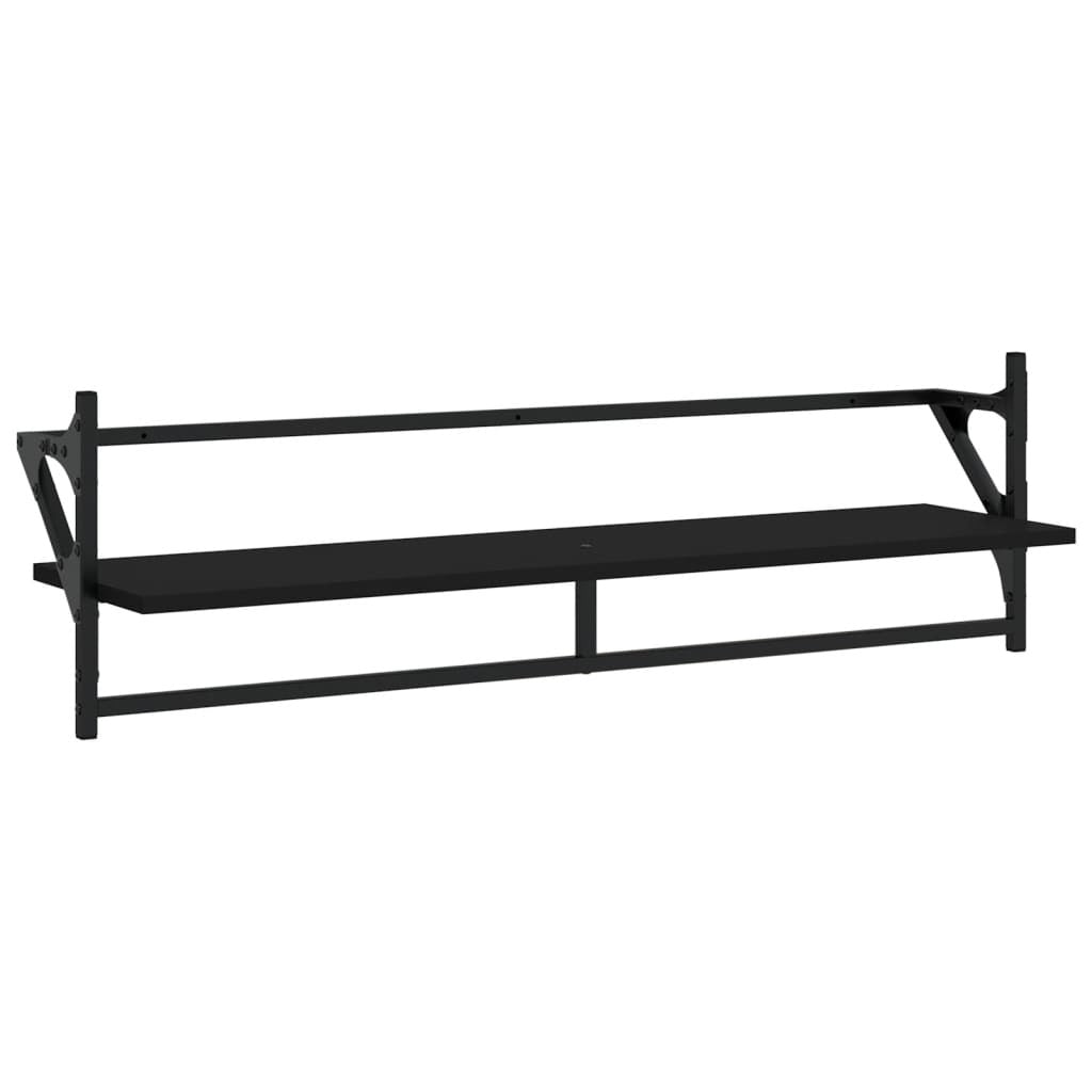 vidaXL Wall Shelves with Bars 2 pcs Black 100x25x30 cm