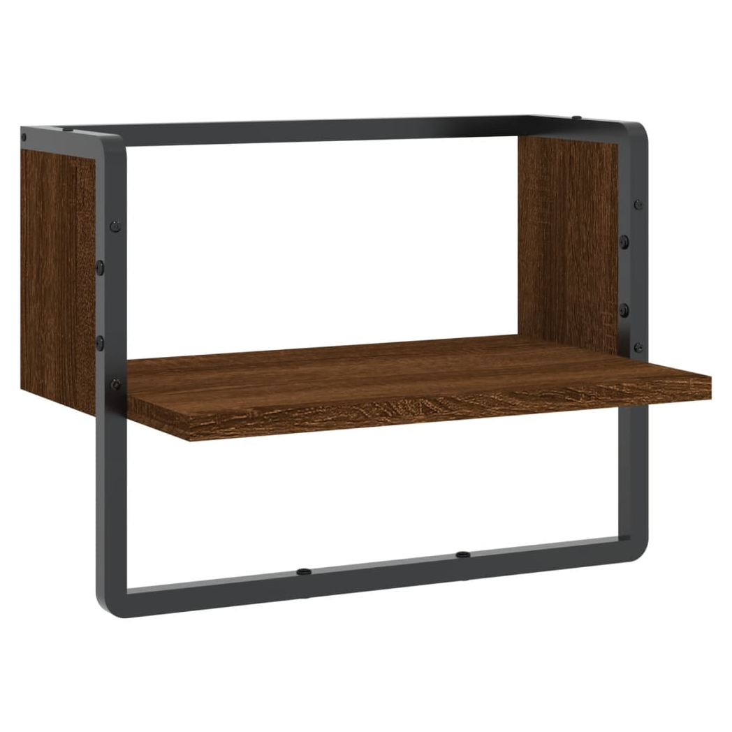 vidaXL Wall Shelf with Bar Brown Oak 40x25x30 cm