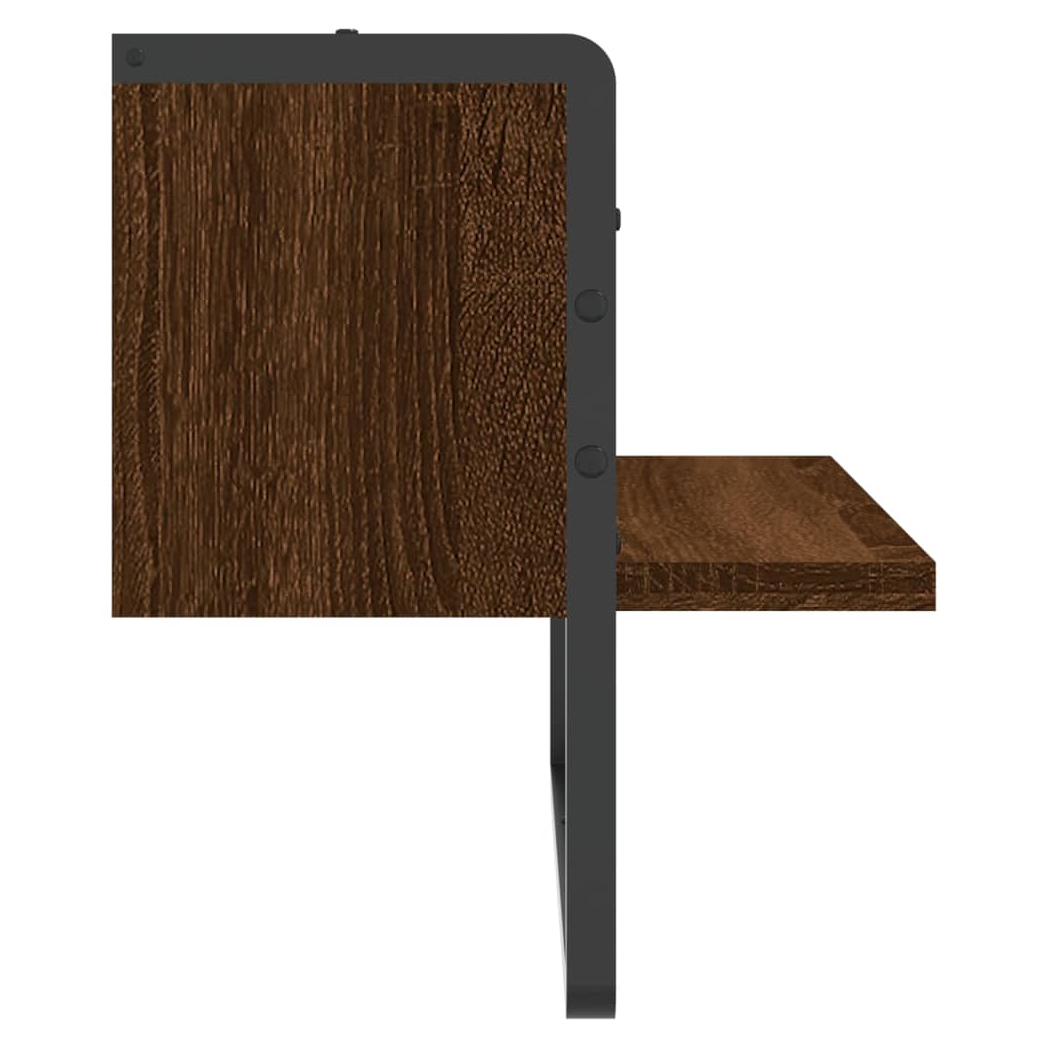 vidaXL Wall Shelf with Bar Brown Oak 40x25x30 cm