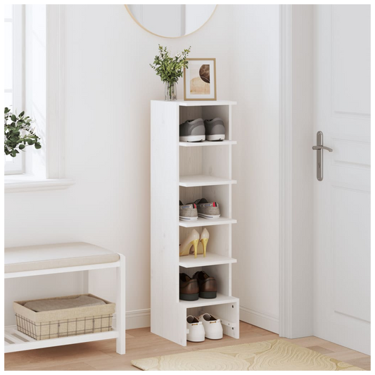 vidaXL Shoe Cabinet White 28x30x104 cm Solid Wood Pine