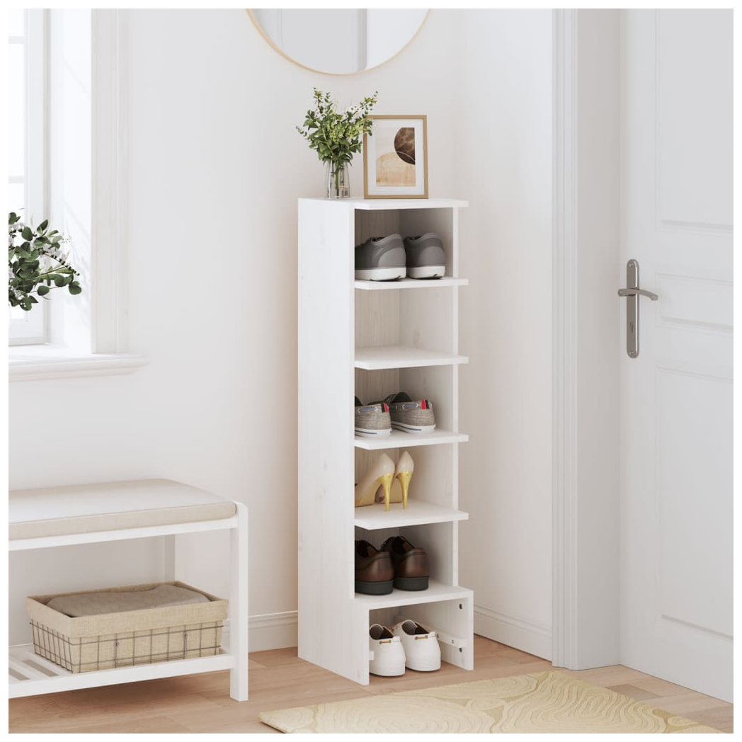 vidaXL Shoe Cabinet White 28x30x104 cm Solid Wood Pine