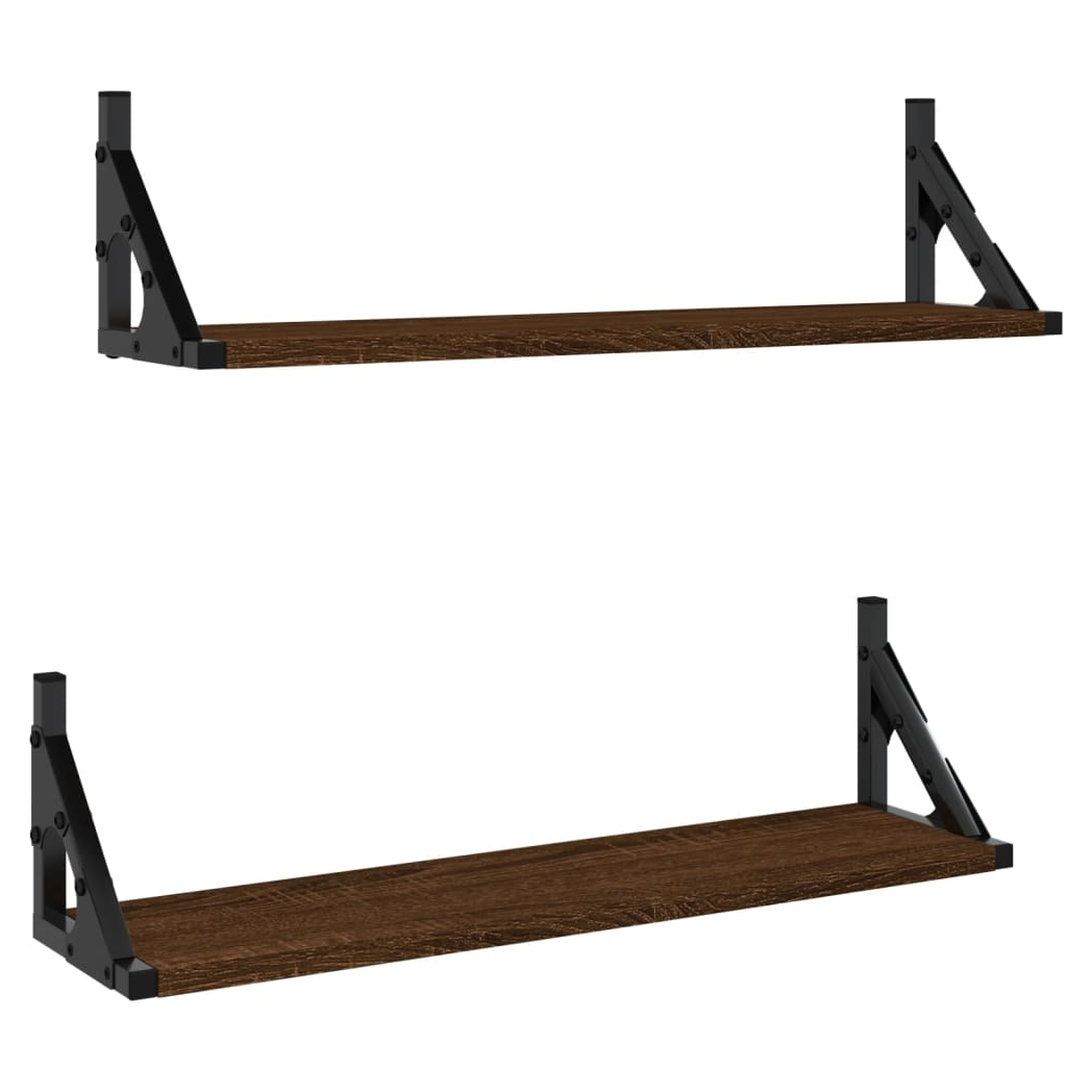 vidaXL Wall Shelves 2 pcs Brown Oak 60x15x15.5 cm