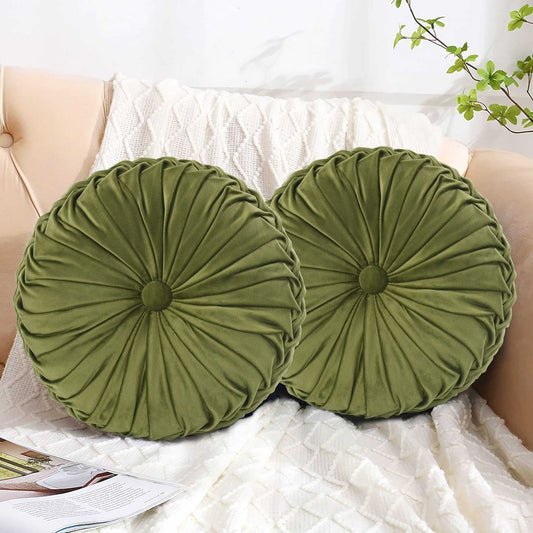 2 PCS Pumpkin Pleated Round Throw Pillows for Chair Sofa Home Decor