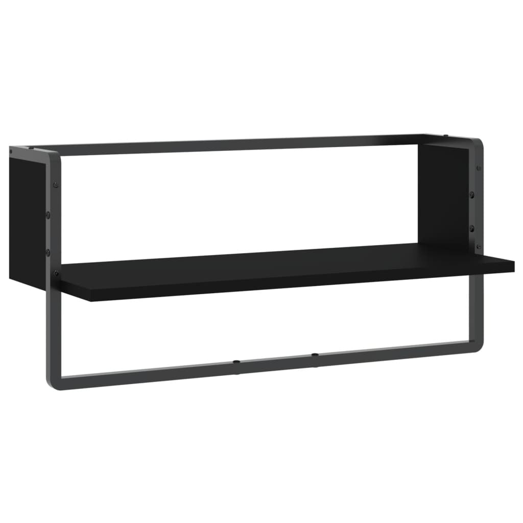 vidaXL Wall Shelf with Bar Black 65x25x30 cm