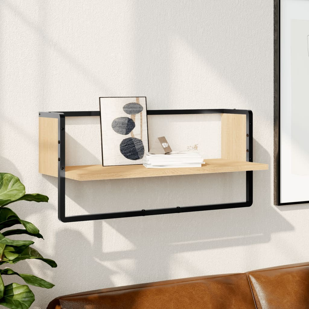 vidaXL Wall Shelf with Bar Sonoma Oak 65x25x30 cm